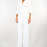 Giacca Avorio in doppio crêpe stretch con logo gioiello GI26866E2 360 ELISABETTA FRANCHI 