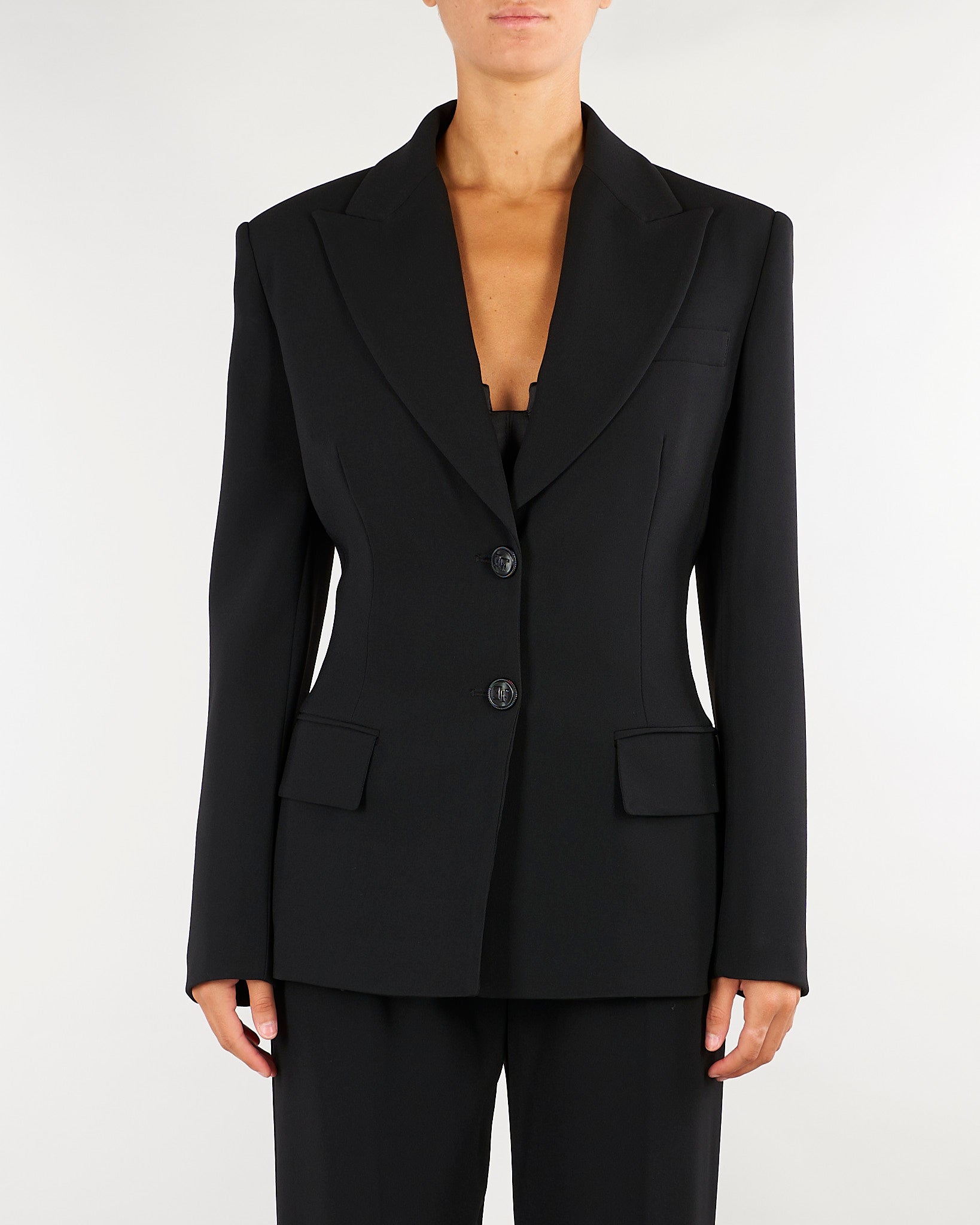 Giacca Nero in crêpe leggero con lacci GI27366E2 110 ELISABETTA FRANCHI 