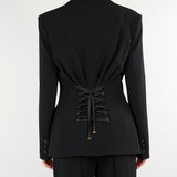 Giacca Nero in crêpe leggero con lacci GI27366E2 110 ELISABETTA FRANCHI 