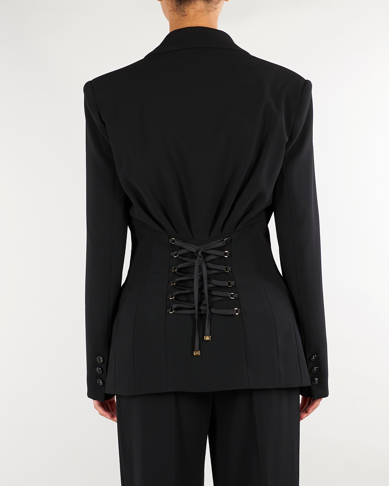 Giacca Nero in crêpe leggero con lacci GI27366E2 110 ELISABETTA FRANCHI 