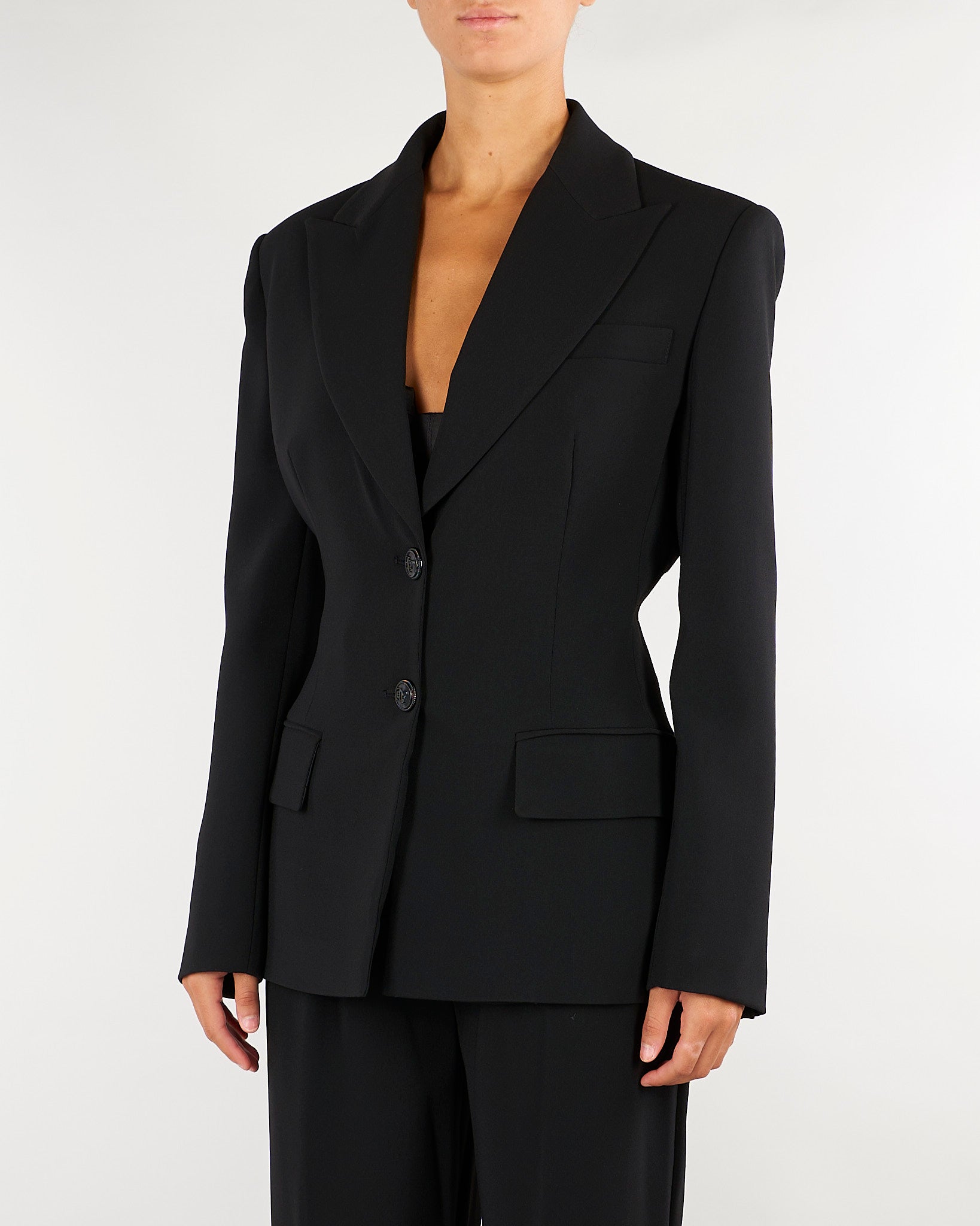 Giacca Nero in crêpe leggero con lacci GI27366E2 110 ELISABETTA FRANCHI 