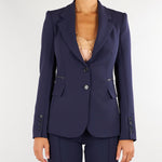 Giacca Blu Notte  in doppio crêpe stretch GI27466E2 H88 ELISABETTA FRANCHI 