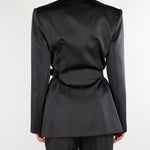 Giacca Nero in raso stretch con cintura GI27966E2 110 ELISABETTA FRANCHI 