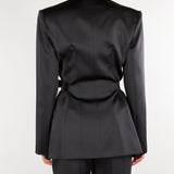 Giacca Nero in raso stretch con cintura GI27966E2 110 ELISABETTA FRANCHI 