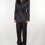 Giacca Nero in raso stretch con cintura GI27966E2 110 ELISABETTA FRANCHI 