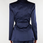 Giacca Blu Notte in raso stretch con cintura GI27966E2 H88 ELISABETTA FRANCHI 