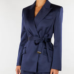 Giacca Blu Notte in raso stretch con cintura GI27966E2 H88 ELISABETTA FRANCHI 