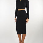Gonna Nero in maglia a trama snake GK10S67E2 110 ELISABETTA FRANCHI 