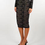 Gonna Nero-Pelle in pizzo GK12Q66E2 FR9 ELISABETTA FRANCHI 