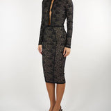Gonna Nero-Pelle in pizzo GK12Q66E2 FR9 ELISABETTA FRANCHI 
