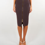 Gonna Dark Chocolate in maglia con zip GK28B66E2 EV9 ELISABETTA FRANCHI 