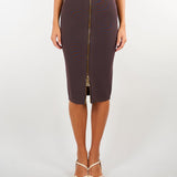 Gonna Dark Chocolate in maglia con zip GK28B66E2 EV9 ELISABETTA FRANCHI 