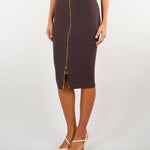Gonna Dark Chocolate in maglia con zip GK28B66E2 EV9 ELISABETTA FRANCHI 