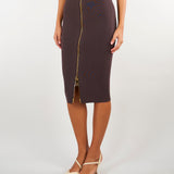 Gonna Dark Chocolate in maglia con zip GK28B66E2 EV9 ELISABETTA FRANCHI 