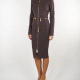Gonna Dark Chocolate in maglia con zip GK28B66E2 EV9 ELISABETTA FRANCHI 