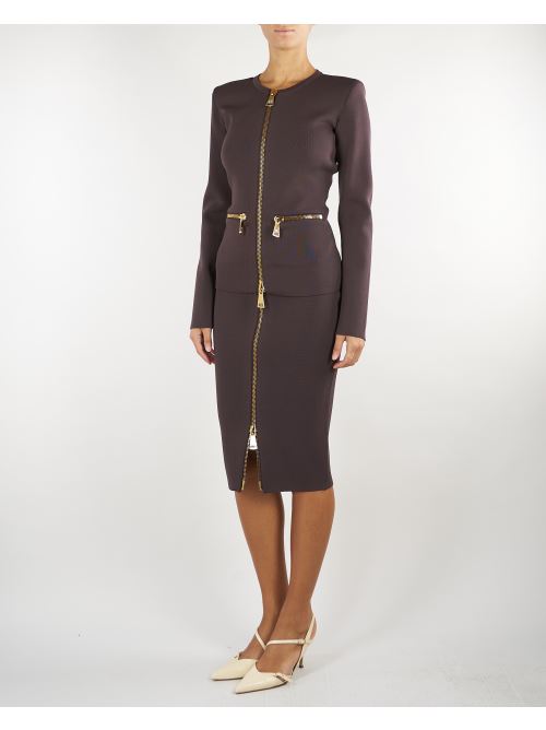 Gonna Dark Chocolate in maglia con zip GK28B66E2 EV9 ELISABETTA FRANCHI 
