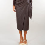 Gonna Dark Chocolate con cintura a fascia GO21866E2 EV9 ELISABETTA FRANCHI 