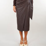 Gonna Dark Chocolate con cintura a fascia GO21866E2 EV9 ELISABETTA FRANCHI 