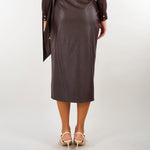 Gonna Dark Chocolate con cintura a fascia GO21866E2 EV9 ELISABETTA FRANCHI 