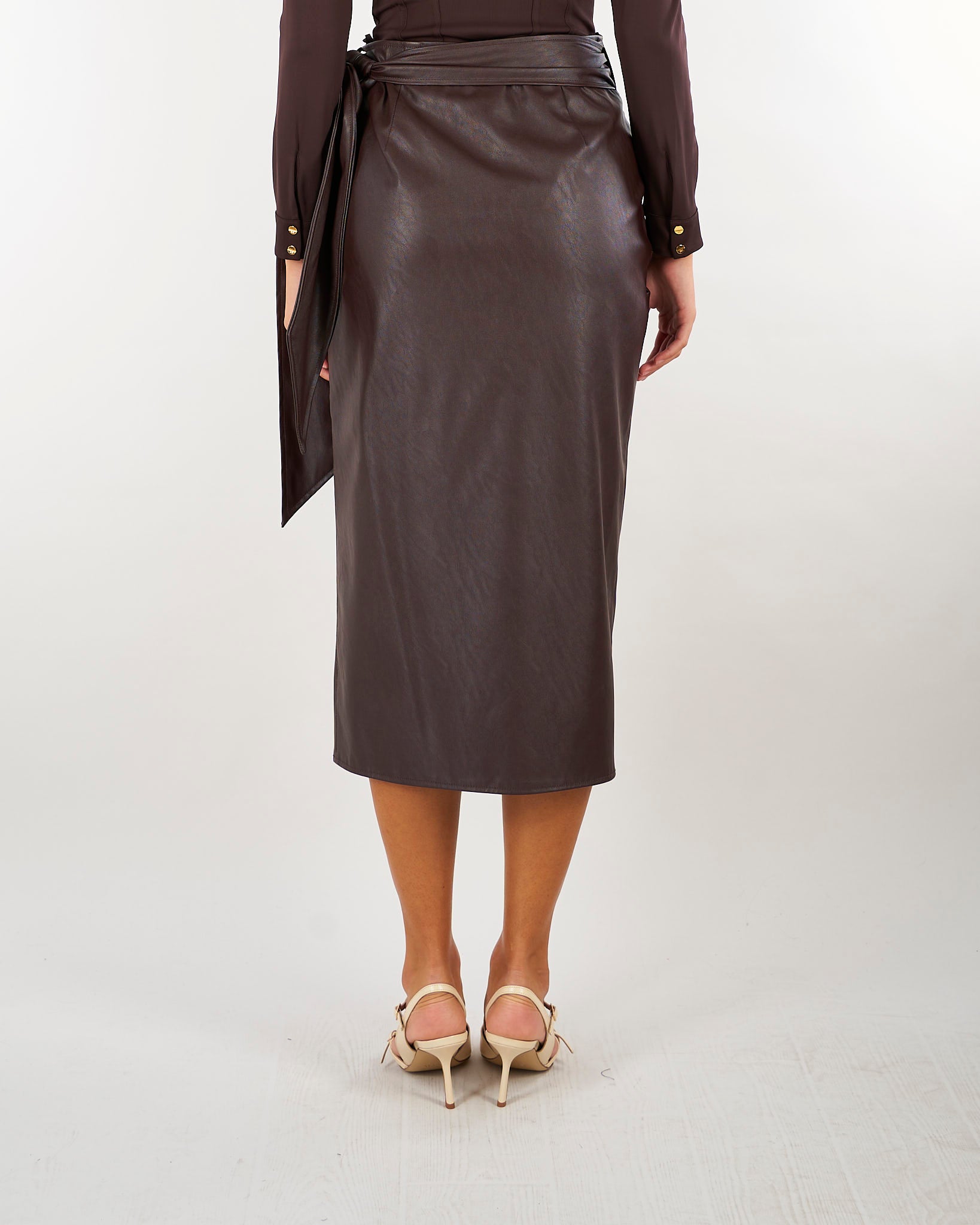 Gonna Dark Chocolate con cintura a fascia GO21866E2 EV9 ELISABETTA FRANCHI 