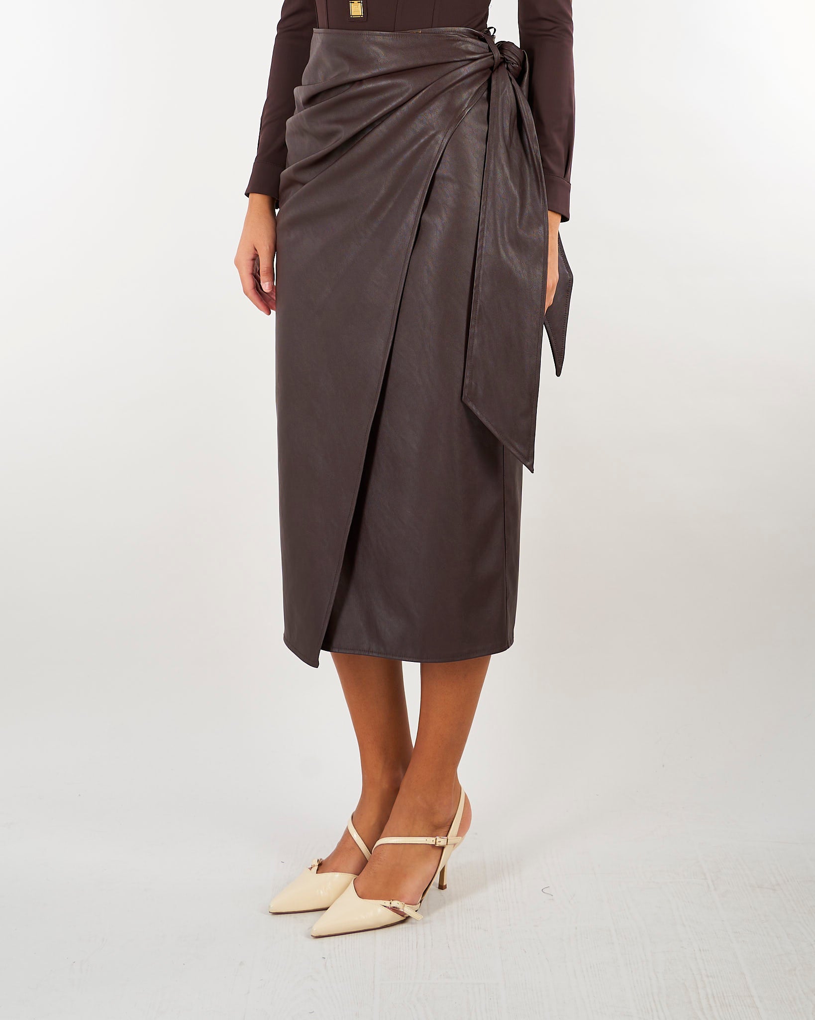 Gonna Dark Chocolate con cintura a fascia GO21866E2 EV9 ELISABETTA FRANCHI 