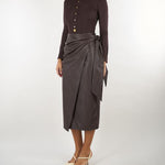 Gonna Dark Chocolate con cintura a fascia GO21866E2 EV9 ELISABETTA FRANCHI 