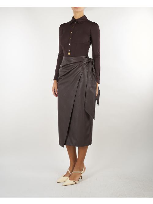 Gonna Dark Chocolate con cintura a fascia GO21866E2 EV9 ELISABETTA FRANCHI 