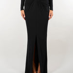 Gonna Nero in jersey crêpe con logo gioiello GO25167E2 110 ELISABETTA FRANCHI 