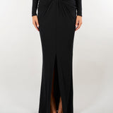 Gonna Nero in jersey crêpe con logo gioiello GO25167E2 110 ELISABETTA FRANCHI 