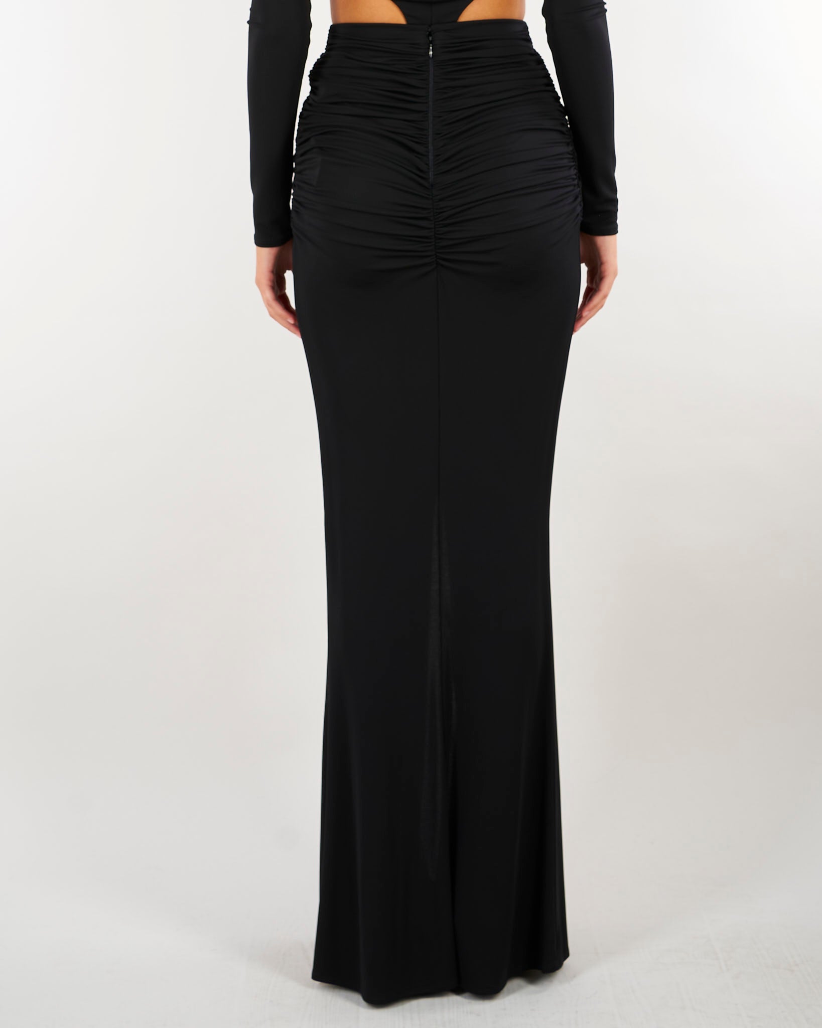 Gonna Nero in jersey crêpe con logo gioiello GO25167E2 110 ELISABETTA FRANCHI 