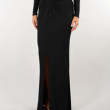 Gonna Nero in jersey crêpe con logo gioiello GO25167E2 110 ELISABETTA FRANCHI 
