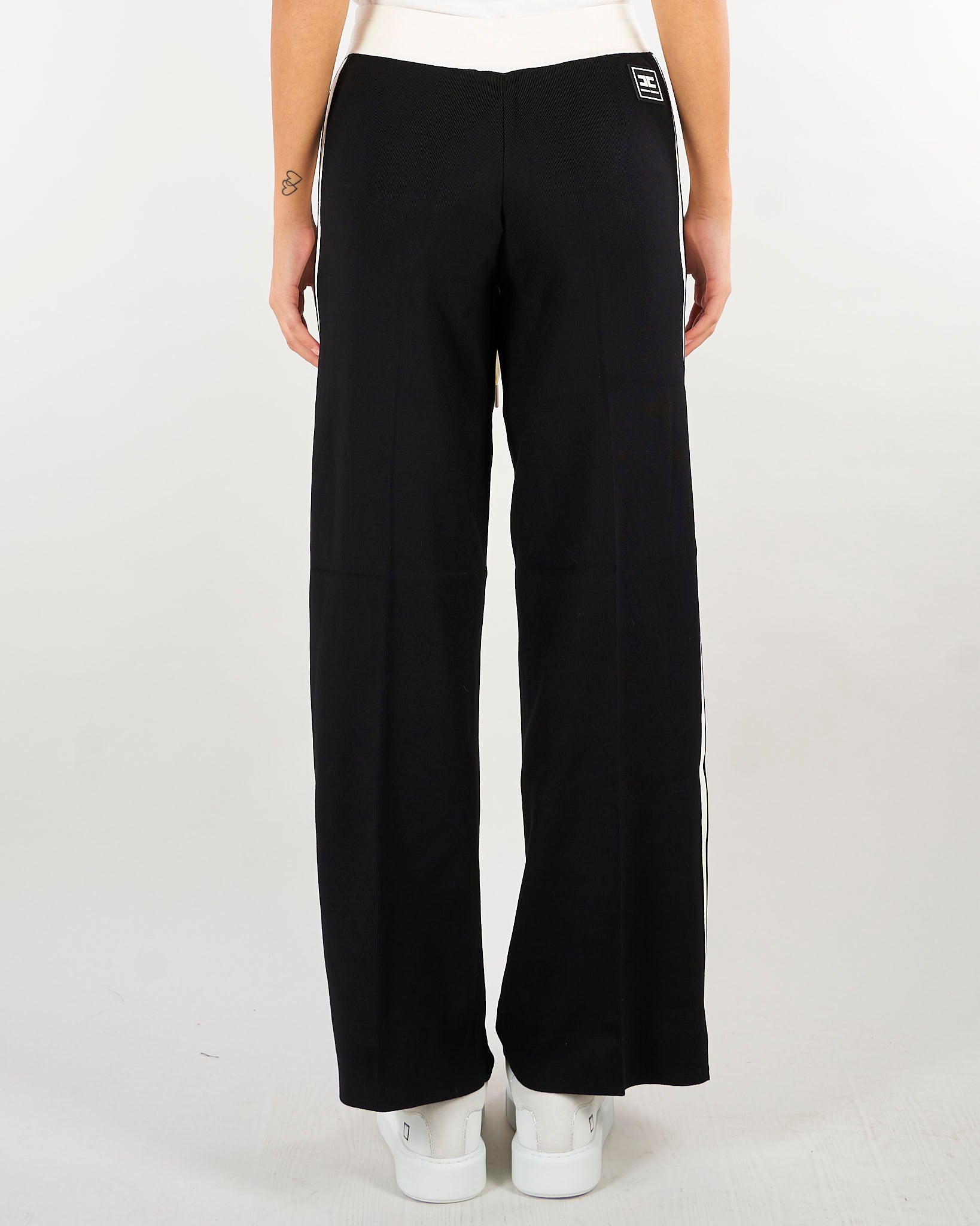 Pantaloni Nero-Burro in maglia con logo<BR/> KP75S66E2 685 ELISABETTA FRANCHI 