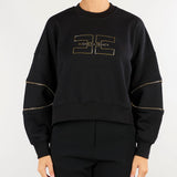 Felpa Nero con logo e dettaglio zip MD05P66E2 110 ELISABETTA FRANCHI 
