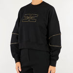 Felpa Nero con logo e dettaglio zip MD05P66E2 110 ELISABETTA FRANCHI 