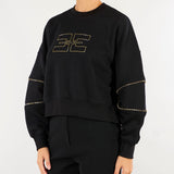 Felpa Nero con logo e dettaglio zip MD05P66E2 110 ELISABETTA FRANCHI 