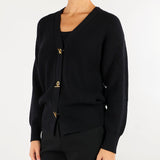 Cardigan Nero in maglia con bottoni gioiello MK01S66E2 110 ELISABETTA FRANCHI 