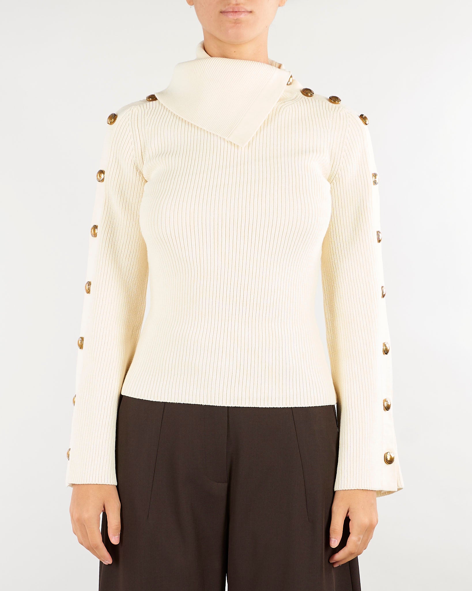 Pullover Burro in maglia con bottoni gioiello MK03S66E2 193 ELISABETTA FRANCHI 