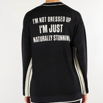 Cardigan Nero-Burro con profili a contrasto e stampa lettering MK13S66E2 685 ELISABETTA FRANCHI 