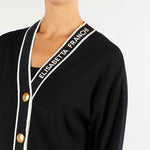 Cardigan Nero-Burro con profili a contrasto e stampa lettering MK13S66E2 685 ELISABETTA FRANCHI 