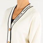 Cardigan Burro-Nero con profili a contrasto e stampa lettering MK13S66E2 E84 ELISABETTA FRANCHI 