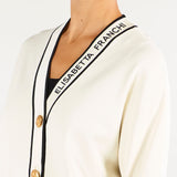 Cardigan Burro-Nero con profili a contrasto e stampa lettering MK13S66E2 E84 ELISABETTA FRANCHI 