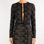 Cardigan Nero-Pelle in pizzo MK29Q66E2 FR9 ELISABETTA FRANCHI 