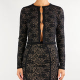 Cardigan Nero-Pelle in pizzo MK29Q66E2 FR9 ELISABETTA FRANCHI 