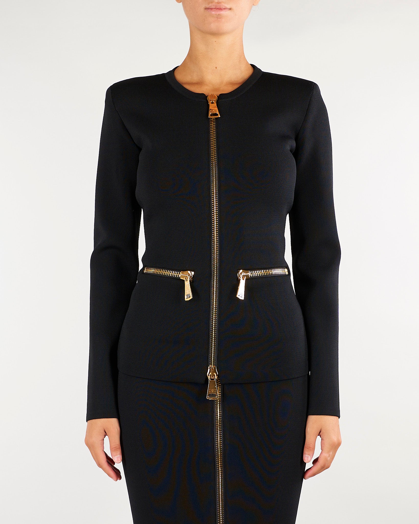 Cardigan Nero in maglia con zip MK68B66E2 110 ELISABETTA FRANCHI 