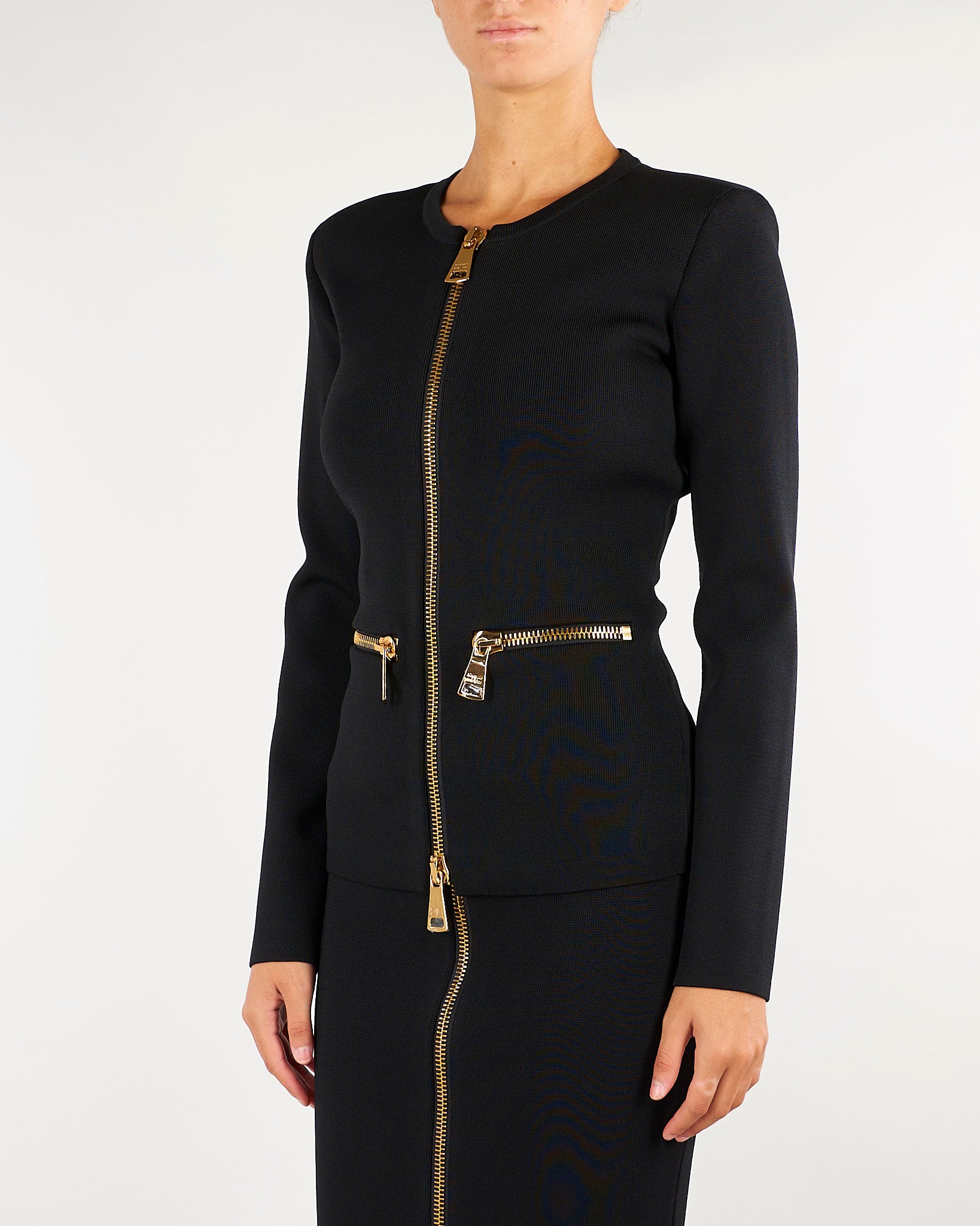 Cardigan Nero in maglia con zip MK68B66E2 110 ELISABETTA FRANCHI 