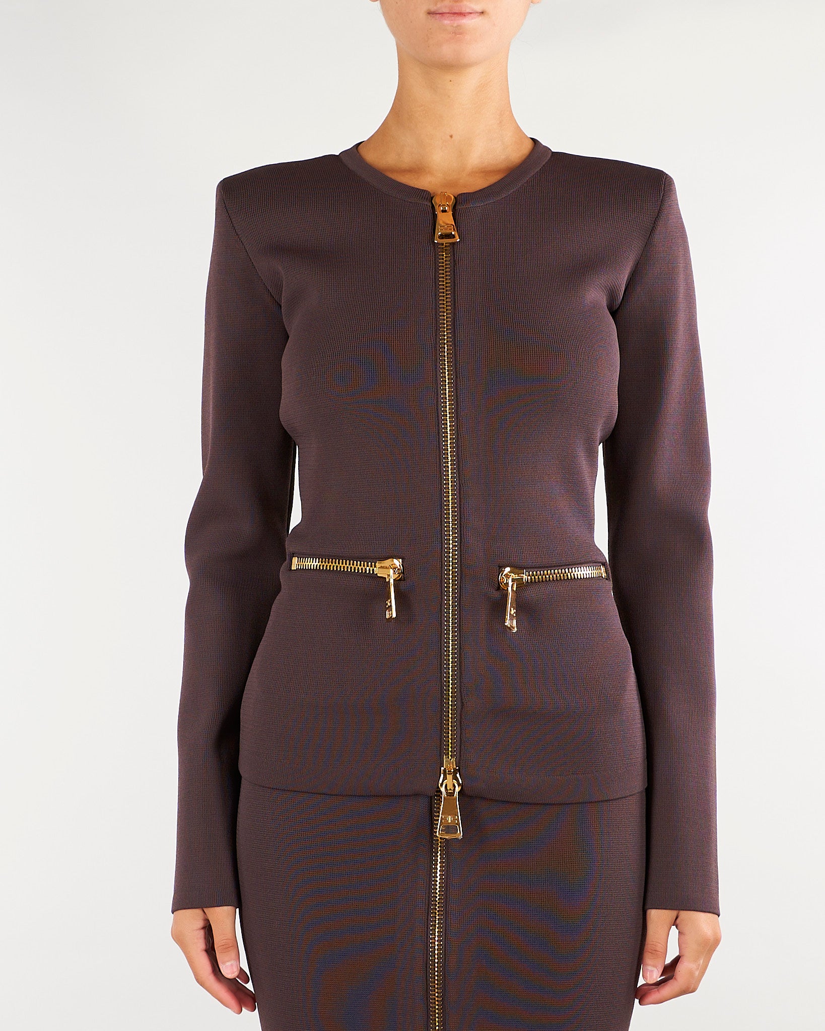 Cardigan Dark Chocolate in maglia con zip MK68B66E2 EV9 ELISABETTA FRANCHI 