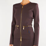Cardigan Dark Chocolate in maglia con zip MK68B66E2 EV9 ELISABETTA FRANCHI 