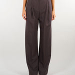 Pantaloni Dark Chocolate in fresco lana gessato PA17666E2 FO8 ELISABETTA FRANCHI 