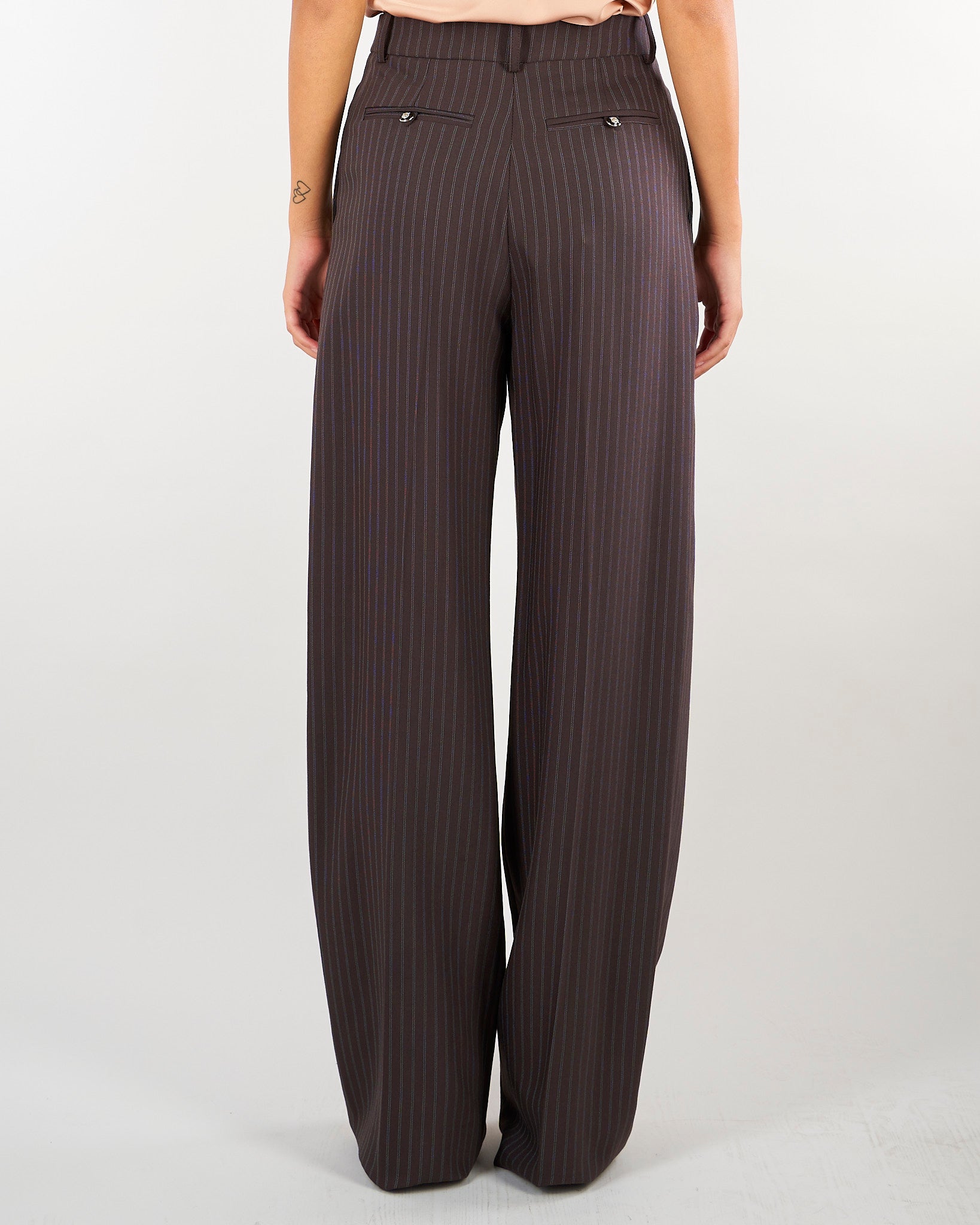Pantaloni Dark Chocolate in fresco lana gessato PA17666E2 FO8 ELISABETTA FRANCHI 