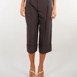 Pantaloni Dark Chocolate in fresco lana gessato PA17866E2 FO8 ELISABETTA FRANCHI 
